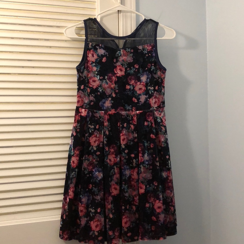 Kids dark blue floral dress